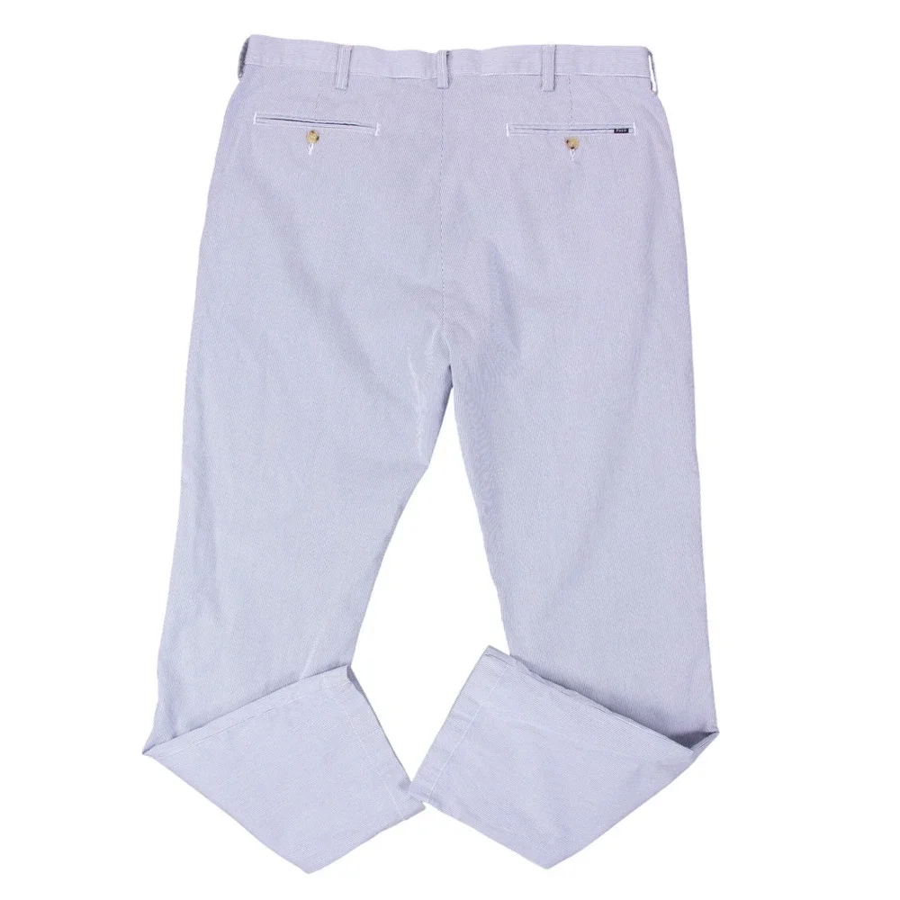 Polo Ralph Lauren Mens 36x34 Blue White Seersucker Stripe Classic Fit Pants